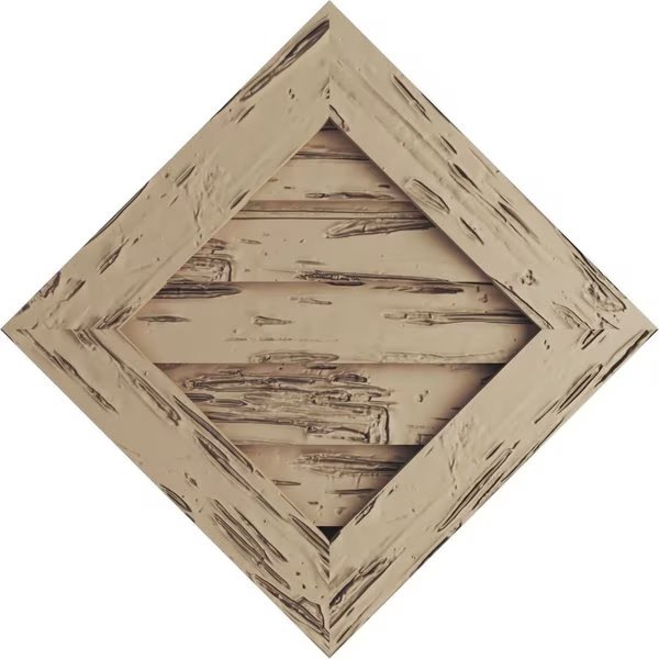 Timberthane Pecky Cypress Diamond Faux Wood Non-Functional Gable Vent, Primed Tan, 21